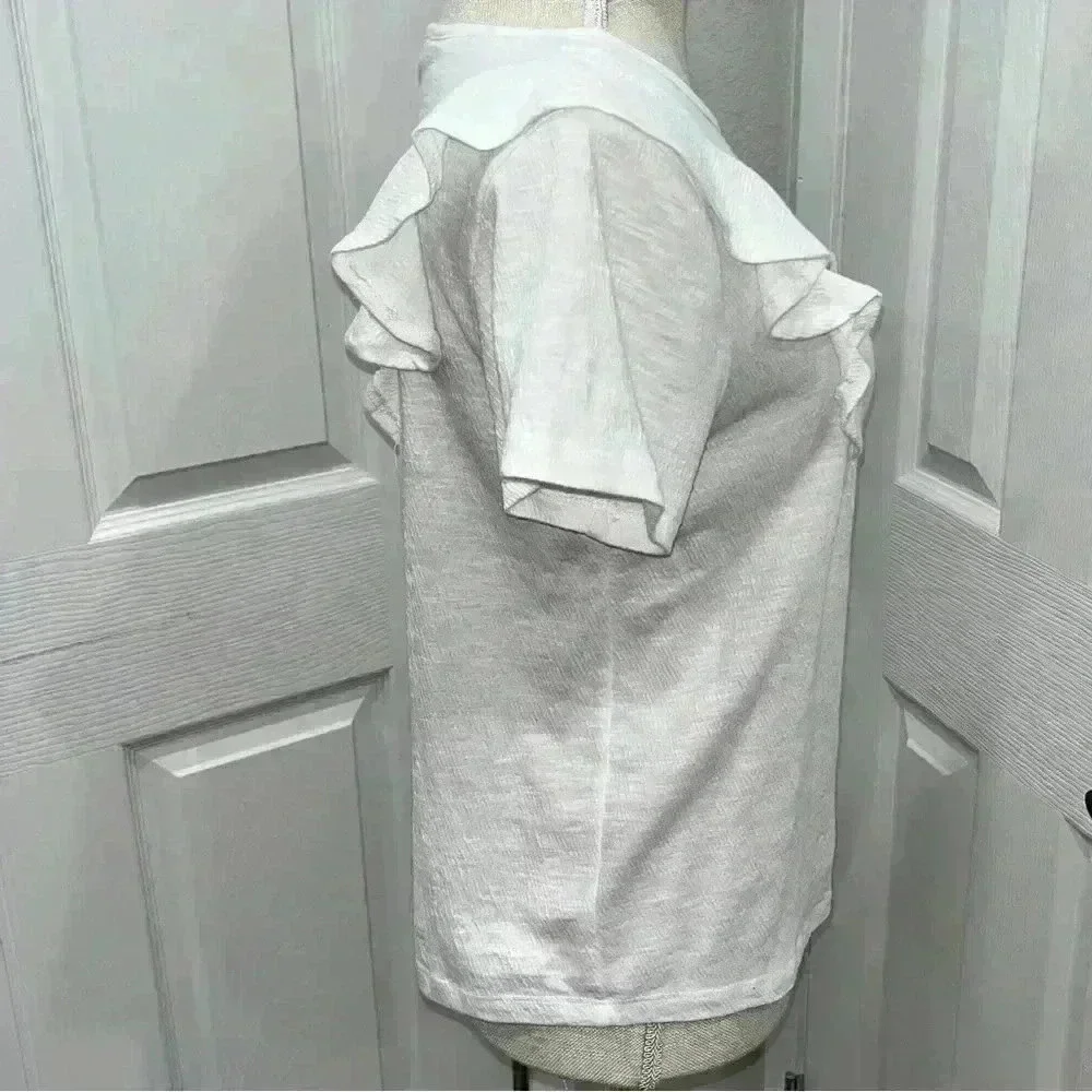 Hayden Girls size Y XL white ruffled shirt sleeve top shirt